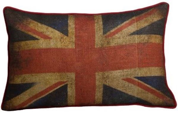 resm Yastıkminder Jüt Kumaş İngiliz Bayrak Desenli Dikdörtgen Yastık