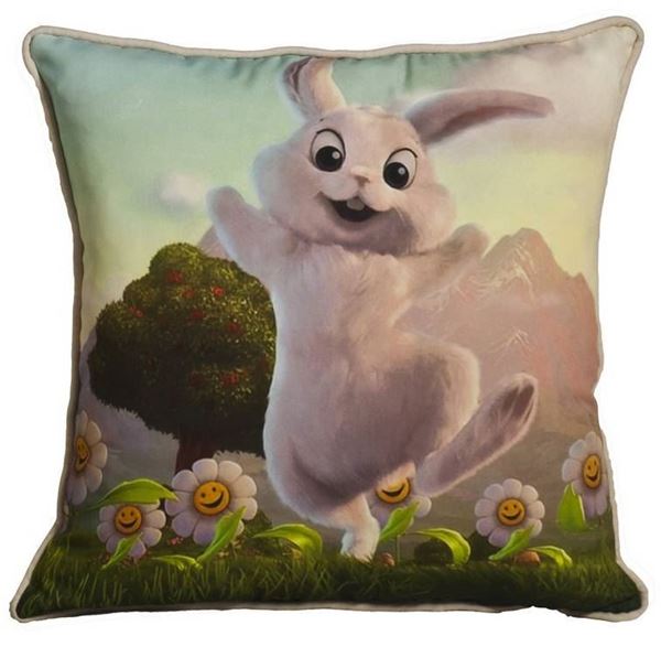 resm Yastıkminder Polyester Kumaş Dijital Tavşanlı Baskılı Yastık