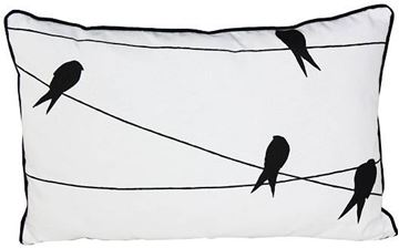 Resim Yastıkminder Koton Siyah Beyaz Teldeki Kuş Motifli Yastık Kırlent Kılıfı