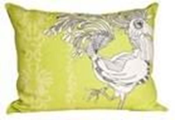 resm Yastıkminder Koton Fıstık Beyaz Kuş Motifli Yeşil Yastık