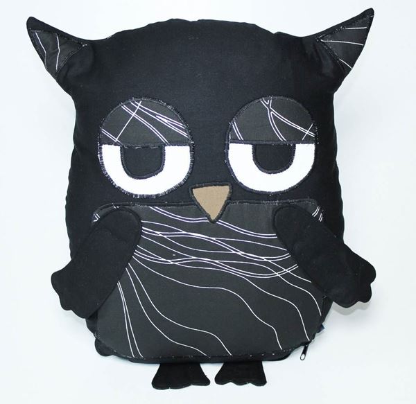 resm Yastıkminder Koton Siyah Çizgili Göbekli Baykuş Yastık