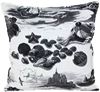 resm Yastıkminder Koton Siyah Beyaz Deniz Figürlü Dekoratif Yastık Kılıfı