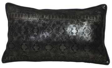 Resim Yastıkminder Polyester Siyah Yılan Deri Figürlü Dekoratif Yastık Kılıfı