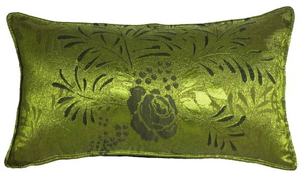 resm Yastıkminder Tafta Fıstık Yeşil Gül Yaprak Desen Dikdörtgen Yastık