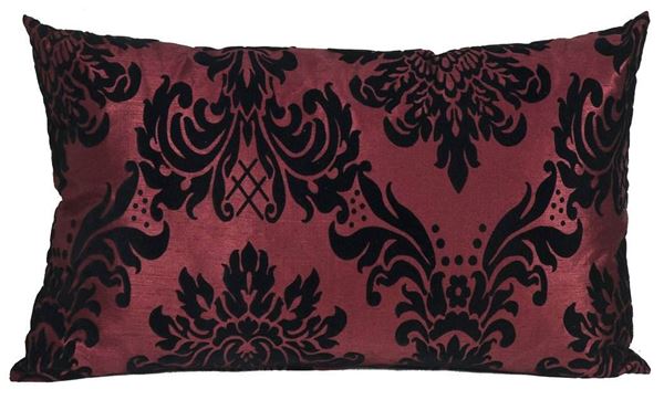 resm Yastıkminder Tafta Siyah Bordo Ottoman Damask Desen Bordo Dekoratif Yastık