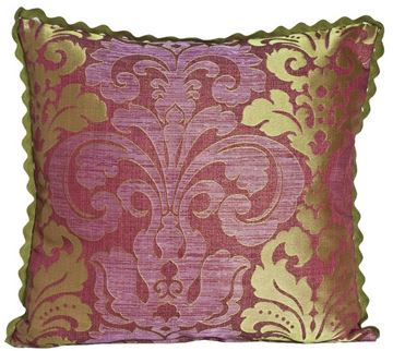 Resim Yastıkminder Tafta Pembe Fıstık Sutaşılı Damask Desen Yastık kılıfı