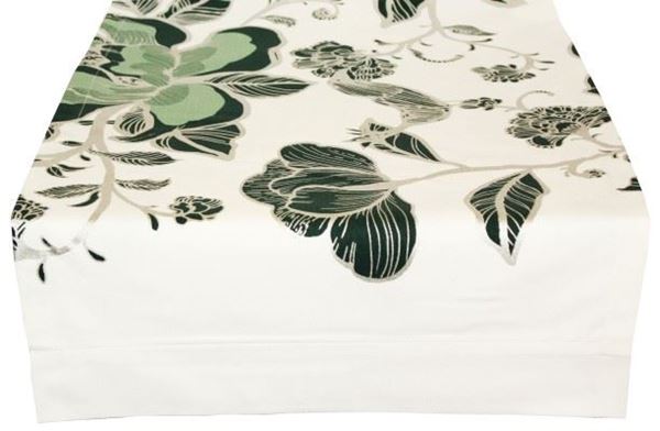resm Koton Siyah Yeşil Çiçek Beyaz Runner