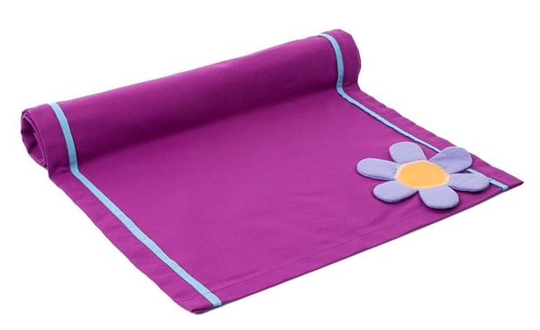YASTIKMİNDER KOTON MOR LİLA PAPATYA APLİKELİ ÖRTÜ RUNNER resmi