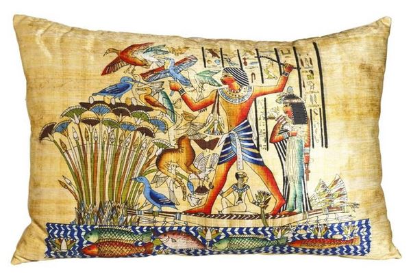 resm Yastıkminder Kadife Sarı Papirus Mısır Dijital Baskı Büyük Dekoratif Yastık