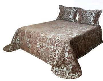 Resim YASTIKMİNDER TAFTA ANTRASİT DAMASK DESEN FLOK BASKI 265X265 -2 ADET 50X70 KULAKLI YASTIK KILIFI YATAK ÖRTÜ SETİ