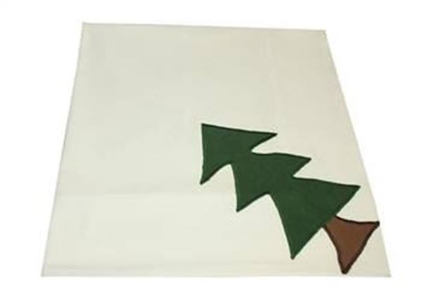 resm Koton Beyaz Yeşil Küçük Ağaç Dikdörtgen Masa Örtü