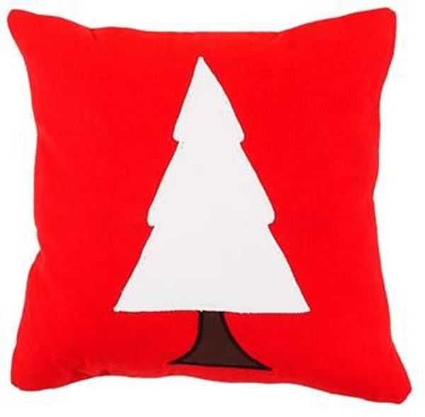 resm Yastıkminder Koton Kırmızı Beyaz Küçük Ağaç Aplike Dekoratif Yastık