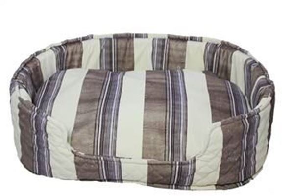 resm Yastıkminder Kalın Çizgi Desenli Oval Köpek Yatağı