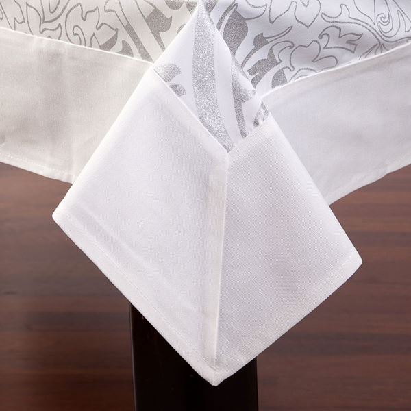 Koton Beyaz Yaldız Damask Desen Kare Masa Örtüsü resmi