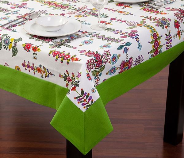 resm Koton Yeşil Küçük Çiçekli Dikdörtgen Masa Örtüsü