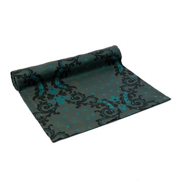 Resim Tafta Mavi Damask Osmanlı Kaftan Ottoman Puantiye Runner