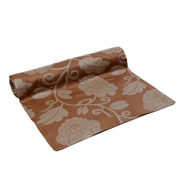 RUNNER MASA ÖRTÜ 140X45 cm TAFTA KUMAŞ BEJ OTOMAN OSMANLI GÜL DESEN resmi