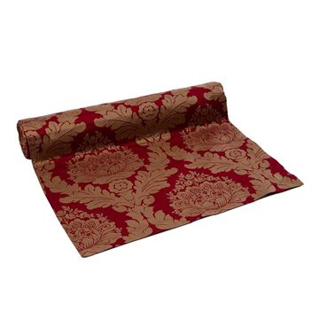 Resim Tafta Kırmızı Bej Ottoman Osmanlı Damask Kaftan Runner