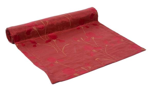 Tafta Fuşya Pembe Ottoman Osmanlı Gonca Gül Kaftan Runner resmi
