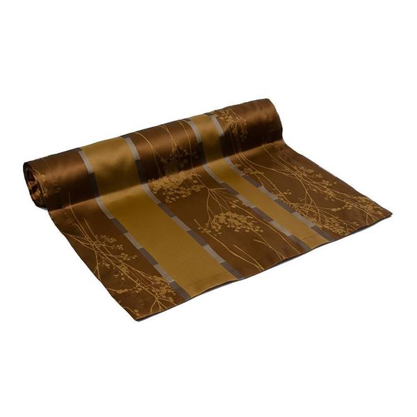 Tafta Karamel Ottoman Yol Tüy Çiçeği Desen Runner resmi