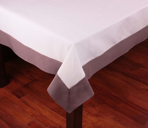 Polyester Beyaz Vizon Şantuk dokuma dikdörtgen masa örtü resmi