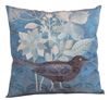 resm Koton Tafta Lacivert Kuş Çiçek demeti Baskılı dekoratif yastık