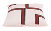 resm Koton Beyaz Grogren Nefti kırmızı Kurdele Aplikeli Dekoratif Yastık Kılıfı