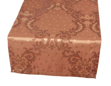 Resim Tafta Kahve Bej Damask Osmanlı Kaftan Ottoman Puantiye Runner