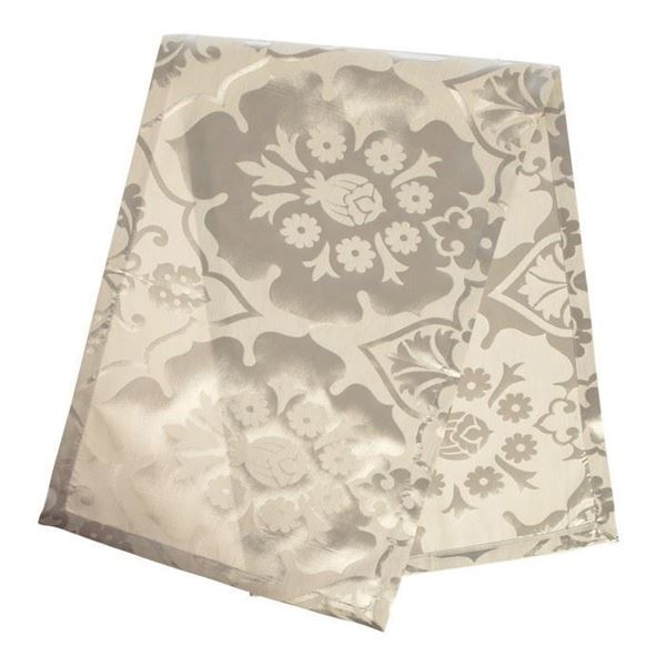 Tafta Ekru Gri Damask Desen Runner resmi