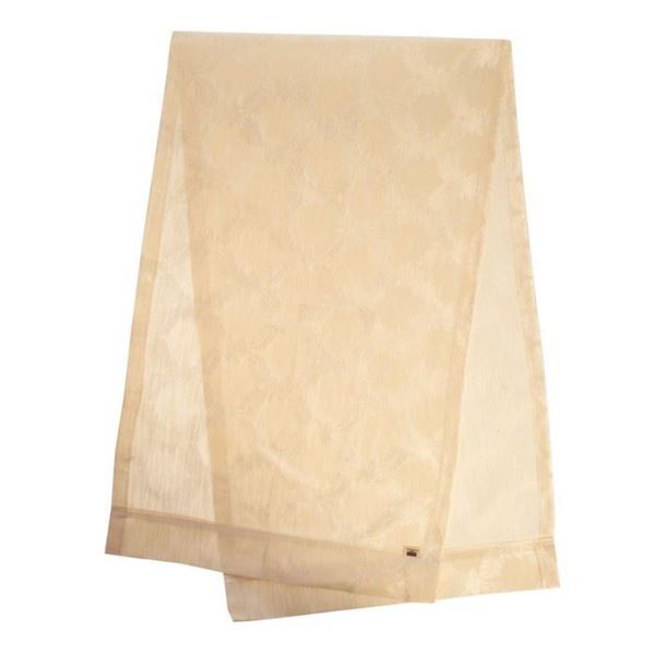Tafta Kemik Renk Dokuma Damask Desen Runner resmi