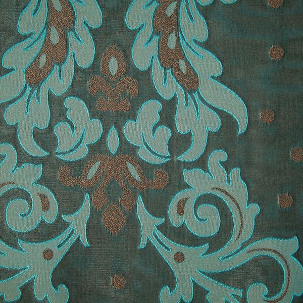 Tafta Turkuaz Damask Osmanlı Kaftan Ottoman Puantiye Runner resmi