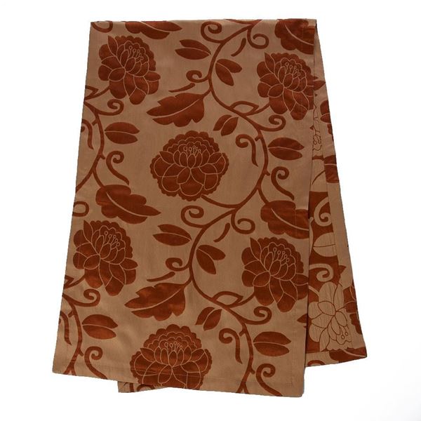 RUNNER MASA ÖRTÜ 140X45 cm TAFTA KUMAŞ BEJ OTOMAN OSMANLI TABA RENK GÜL DESEN resmi