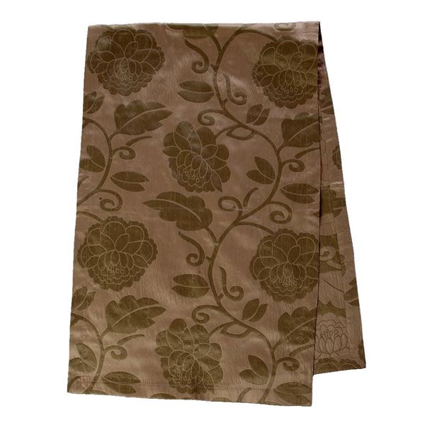RUNNER MASA ÖRTÜ 140X45 cm TAFTA KUMAŞ KREM FITIK YEŞİL RENK OTOMAN OSMANLIBEJ RENK GÜL DESEN resmi