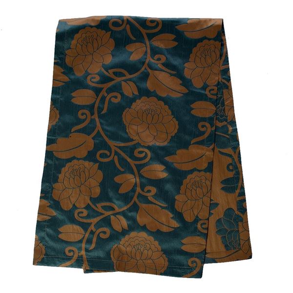 Tafta Mavi Bej Ottoman Osmanlı Gül Kaftan Runner resmi