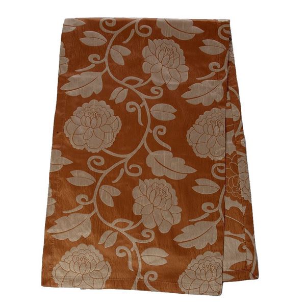 RUNNER MASA ÖRTÜ 140X45 cm TAFTA KUMAŞ BEJ OTOMAN OSMANLI GÜL DESEN resmi