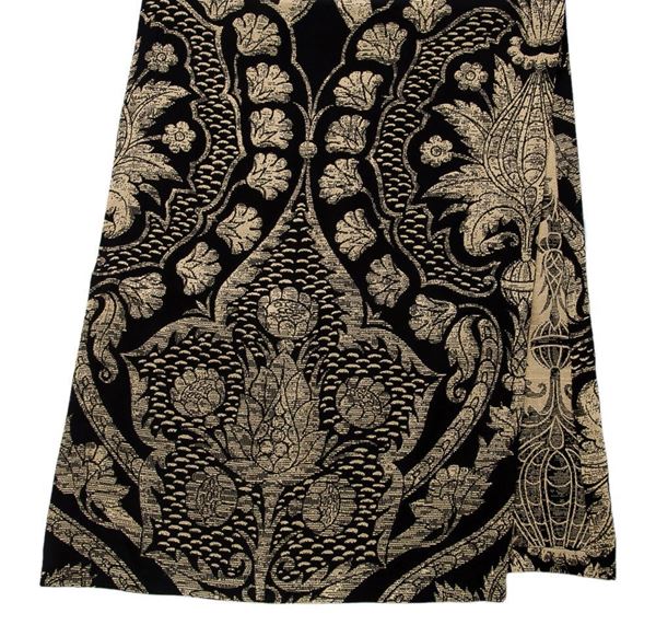 Tafta Siyah Dore Ottoman Osmanlı Lale Kaftan Runner resmi
