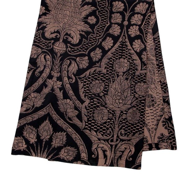 Tafta Siyah Kahve Ottoman Osmanlı Lale Kaftan Runner resmi