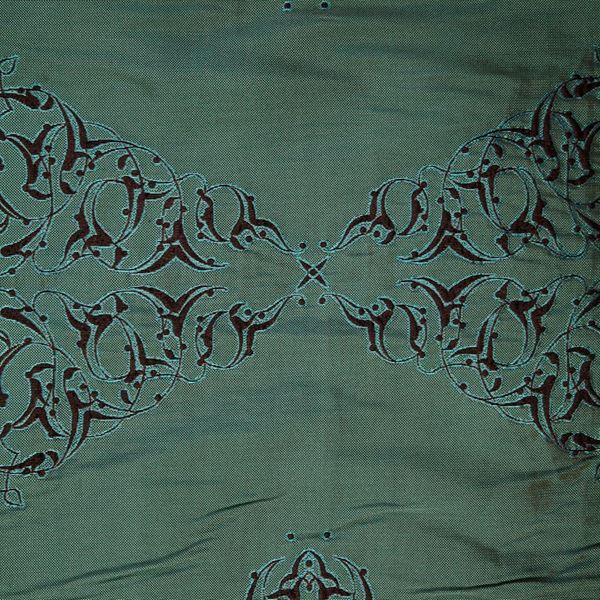 Tafta Turkuaz Kahve Ottoman Osmanlı Mekik Kaftan Runner resmi
