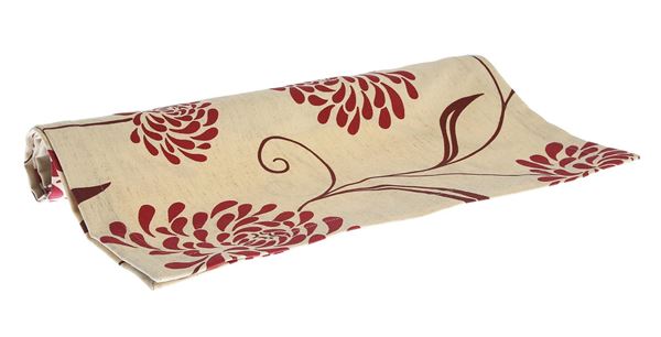 YASTIKMİNDER KOTON EKRU BORDO KASIMPATI ÇİÇEK DESENLER 47X160 RUNNER ÖRTÜ resmi