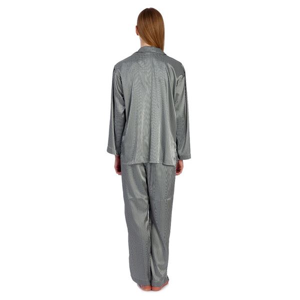 İpek Saten  Gri Çizgili  Pijama resmi