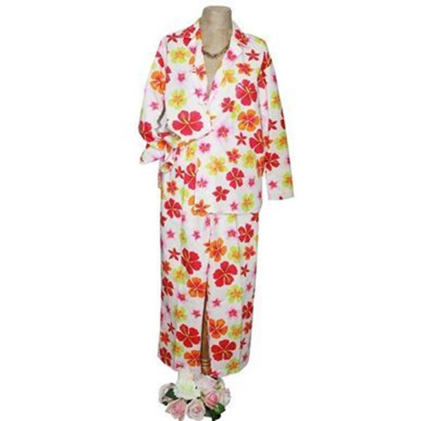 resm Koton Ekru Mercan Menekşe Çiçekler Pijama