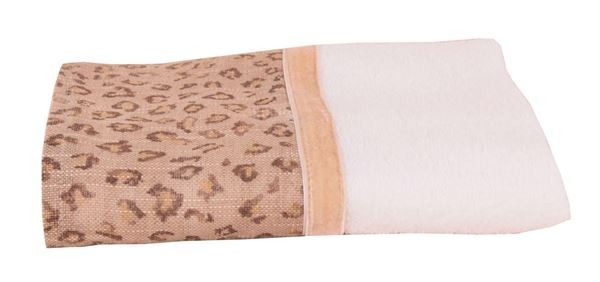 YASTIKMİNDER KOTON KETEN LEOPAR DESEN  APLİKE  EDİLMİŞ 55X100 HAVLU resmi