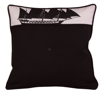 Resim Koton Siyah Beyaz Patchwork Pupa Yelken Marine Dekoratif Yastık