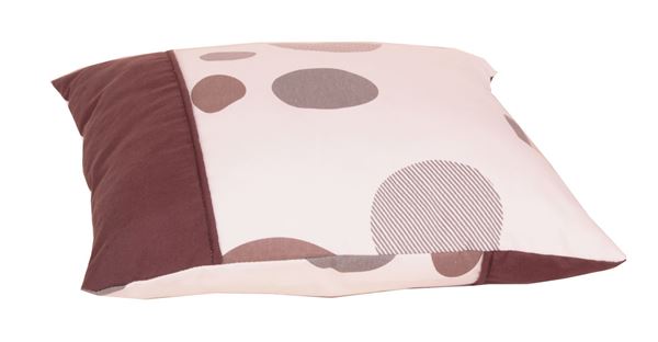 Koton Ekru Kahve Gri Daireler Patchwork Dekoratif Yastık Kılıfı resmi