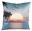 Resim YASTIKMİNDER Kadife Koton Mavi Beyaz Güneşin Batışı Figürlü Baskılı Dekoratif Yastık kılıfı