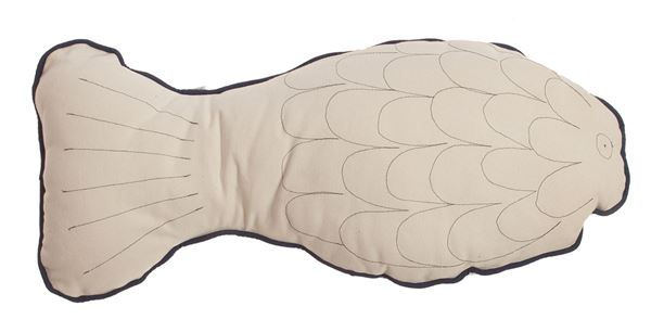 resm Yastıkminder Koton Beyaz Kuyruk Pul Nakışlı Balık Yastık
