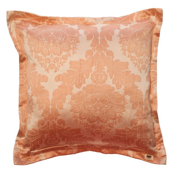 YASTIKMINDER TAFTA PEMBE PUDRA DAMASK DESEN DEKORATIF YASTIK KILIFI resmi