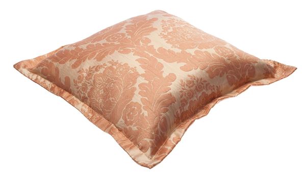 YASTIKMINDER TAFTA PEMBE PUDRA DAMASK DESEN DEKORATIF YASTIK KILIFI resmi