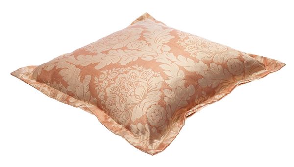 YASTIKMINDER TAFTA PEMBE PUDRA DAMASK DESEN DEKORATIF YASTIK KILIFI resmi