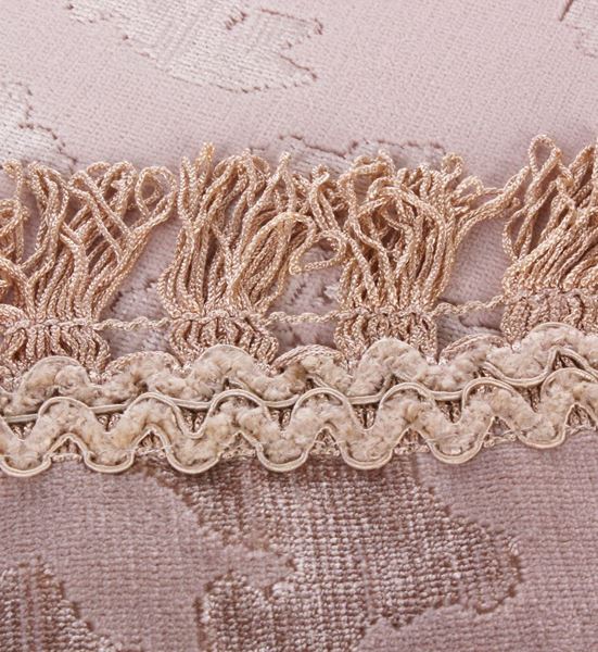 YASTIKMİNDER KOTON KADİFE ESKİTME DESEN BEJ RENK SAÇAKLI RUNNER ÖRTÜ resmi